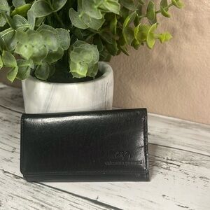 Valentino Garavani Black Leather Key Holder Wallet Case